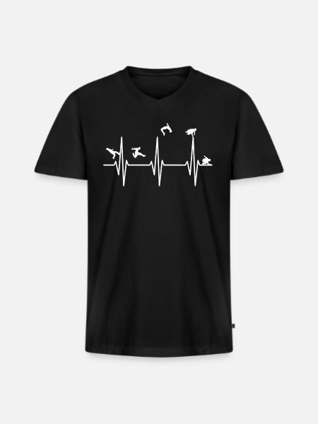 Heartbeat Parkour - Men's Premium Organic T-shirt with V-neck - black