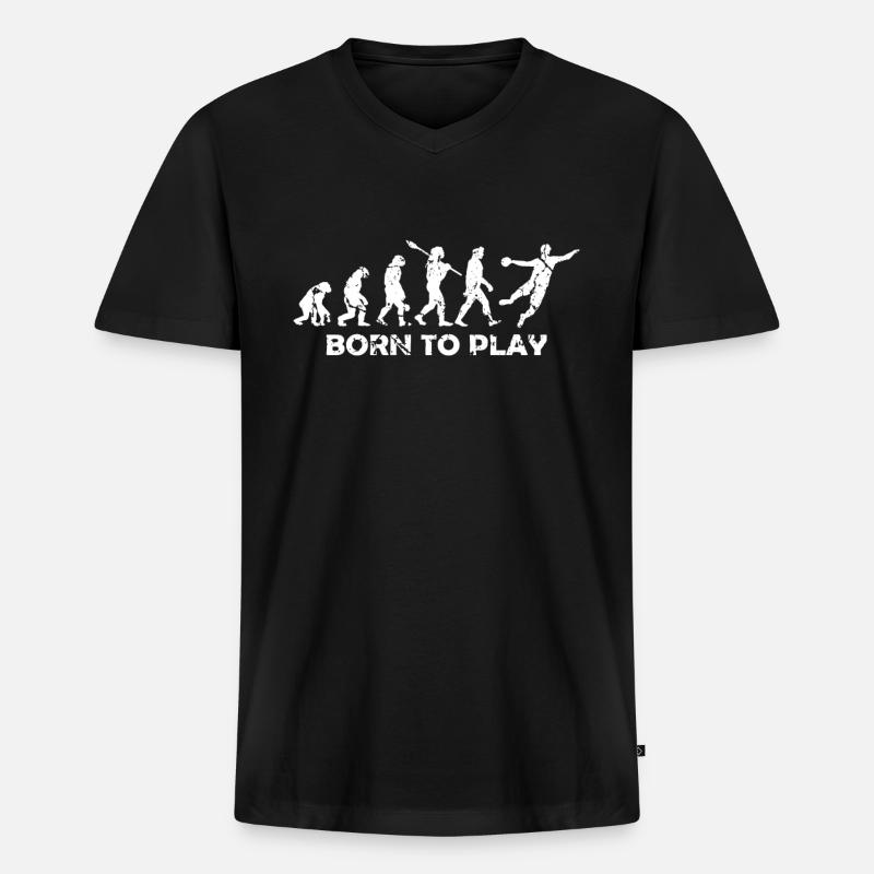 Handball handball player evolution - Men's Premium Organic T-shirt with V-neck - black