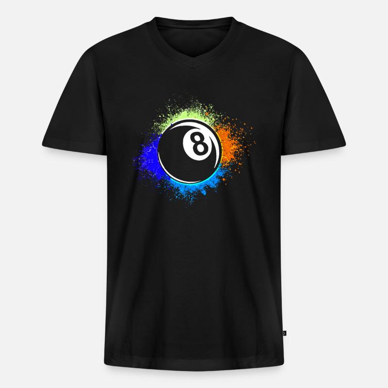 Billard - Männer Premium Bio T-Shirt mit V-Ausschnitt - Schwarz