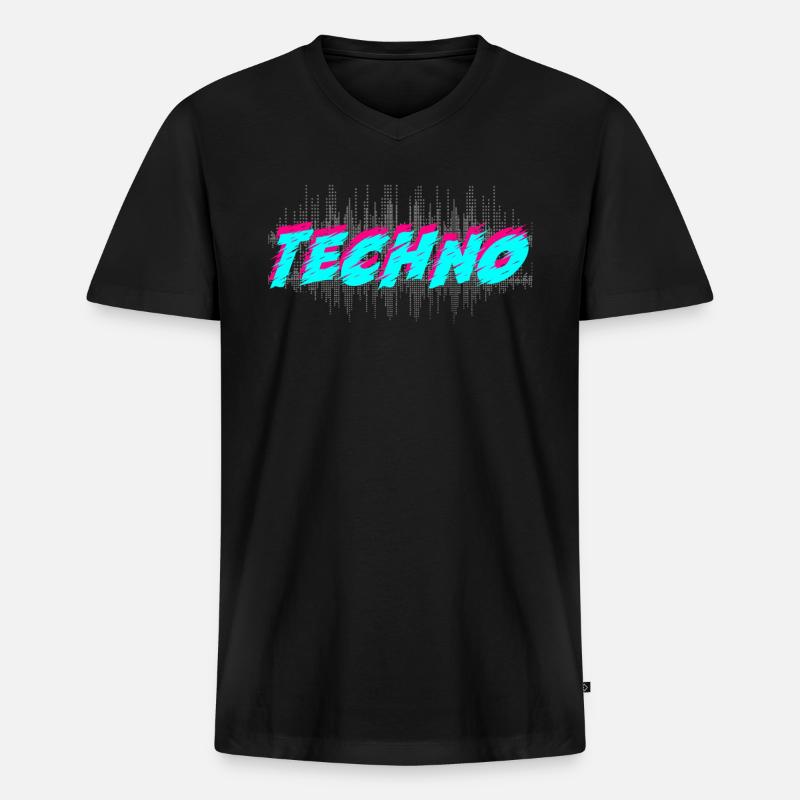 Techno - Männer Premium Bio T-Shirt mit V-Ausschnitt - Schwarz