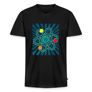 Atom - Men's Premium Organic T-shirt with V-neck - black - Front - Nico (187cm)