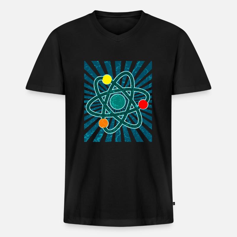 Atom - Männer Premium Bio T-Shirt mit V-Ausschnitt - Schwarz
