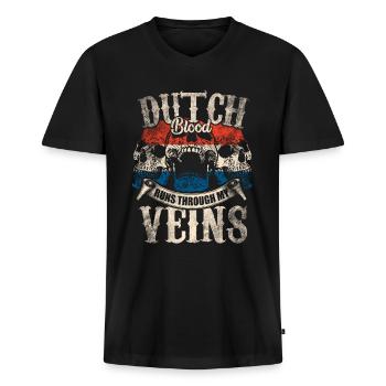 Holländer Niederländer - Männer Premium Bio T-Shirt mit V-Ausschnitt - Schwarz - Vorne - Nico (187cm)