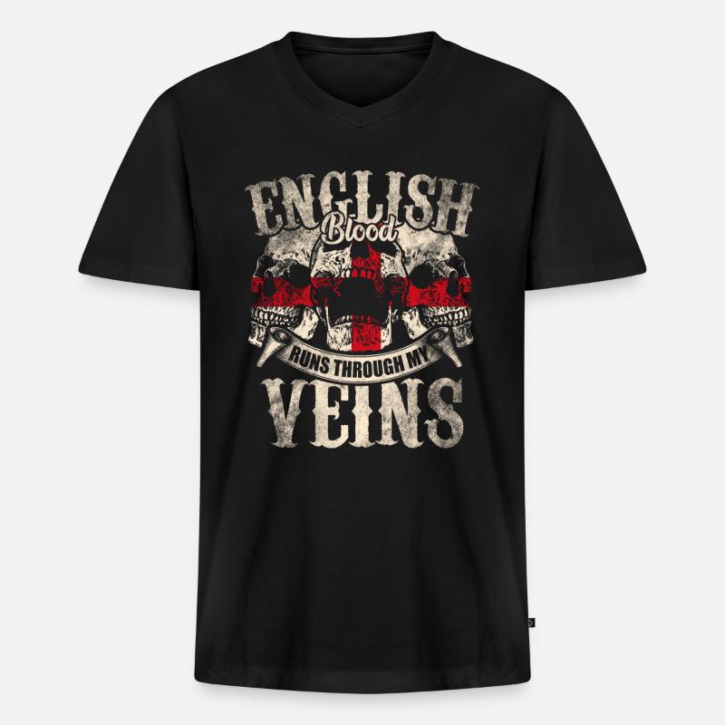 England Engländer - Männer Premium Bio T-Shirt mit V-Ausschnitt - Schwarz