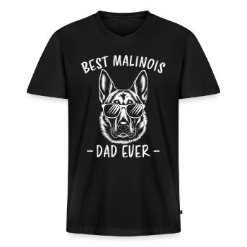 Berger Belge Dicton Malinois Cadeau - T-shirt encolure en V Premium bio Homme - noir - Devant - Nico (187cm)