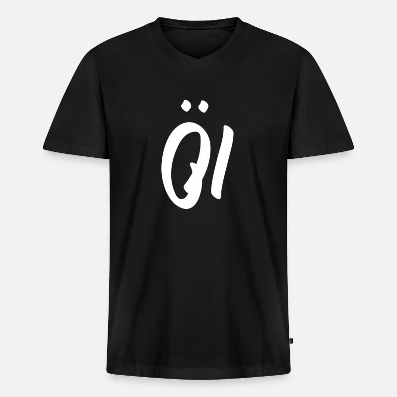 Öl - Männer Premium Bio T-Shirt mit V-Ausschnitt - Schwarz