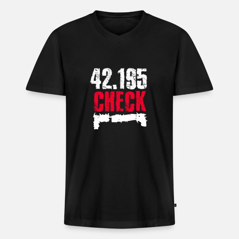 42195 Marathon - Männer Premium Bio T-Shirt mit V-Ausschnitt - Schwarz