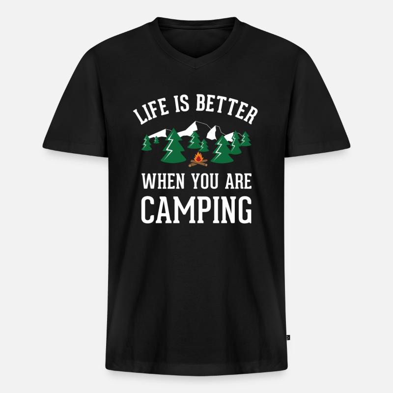 Camp lustige Geschenkidee - Männer Premium Bio T-Shirt mit V-Ausschnitt - Schwarz
