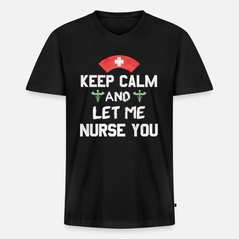Keep Calm Krankenschwester Geschenk - Männer Premium Bio T-Shirt mit V-Ausschnitt - Schwarz