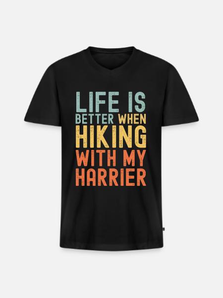 Harrier Hiking dog retro - Men's Premium Organic T-shirt with V-neck - black