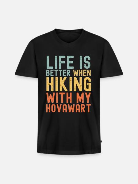 Hovawart Hiking dog retro - Men's Premium Organic T-shirt with V-neck - black