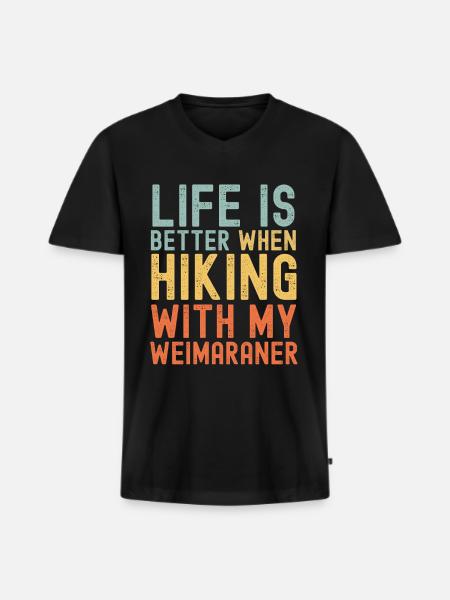 Weimaraner Wanderhund retro - Männer Premium Bio T-Shirt mit V-Ausschnitt - Schwarz