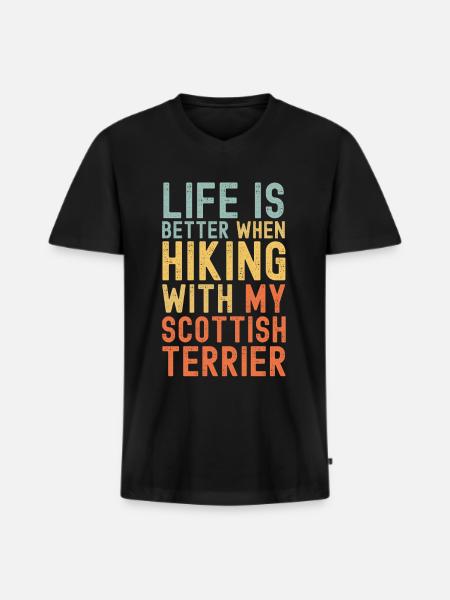 Scottish-Terrier Hiking dog retro - Men's Premium Organic T-shirt with V-neck - black