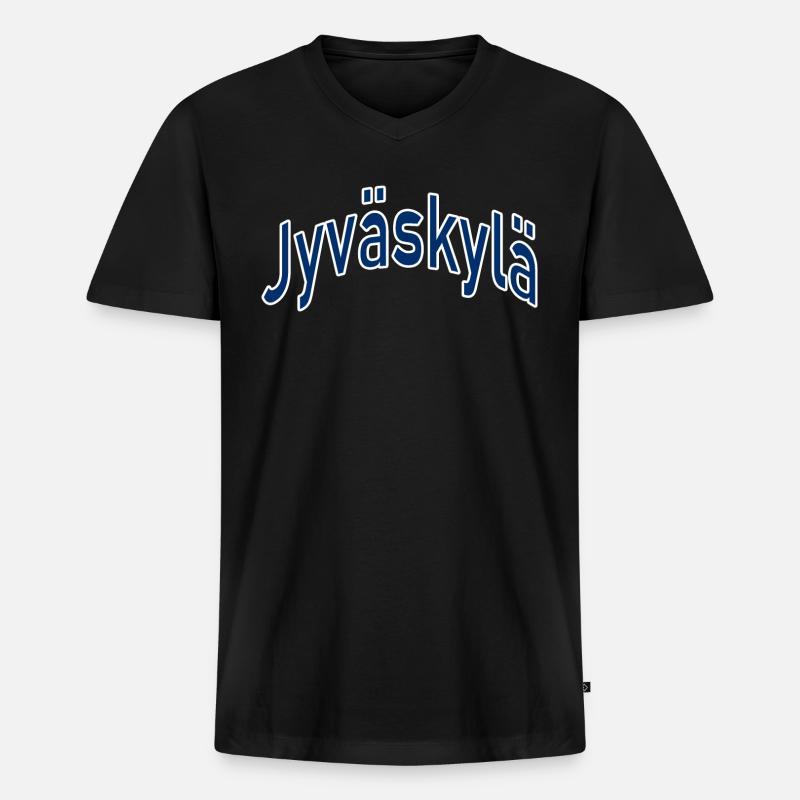Jyväskylä - Männer Premium Bio T-Shirt mit V-Ausschnitt - Schwarz
