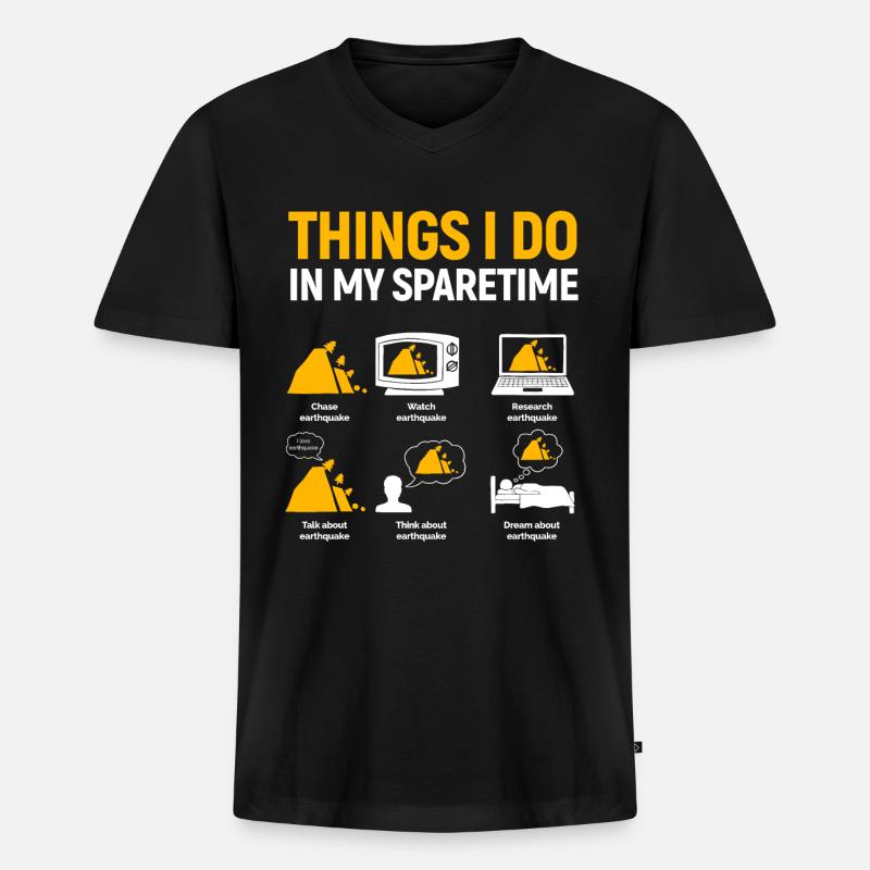 Erdbeben - Männer Premium Bio T-Shirt mit V-Ausschnitt - Schwarz