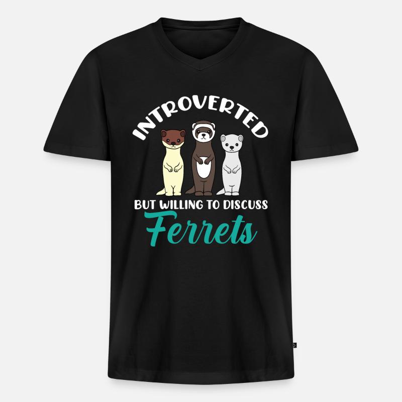 Frettchen - Männer Premium Bio T-Shirt mit V-Ausschnitt - Schwarz