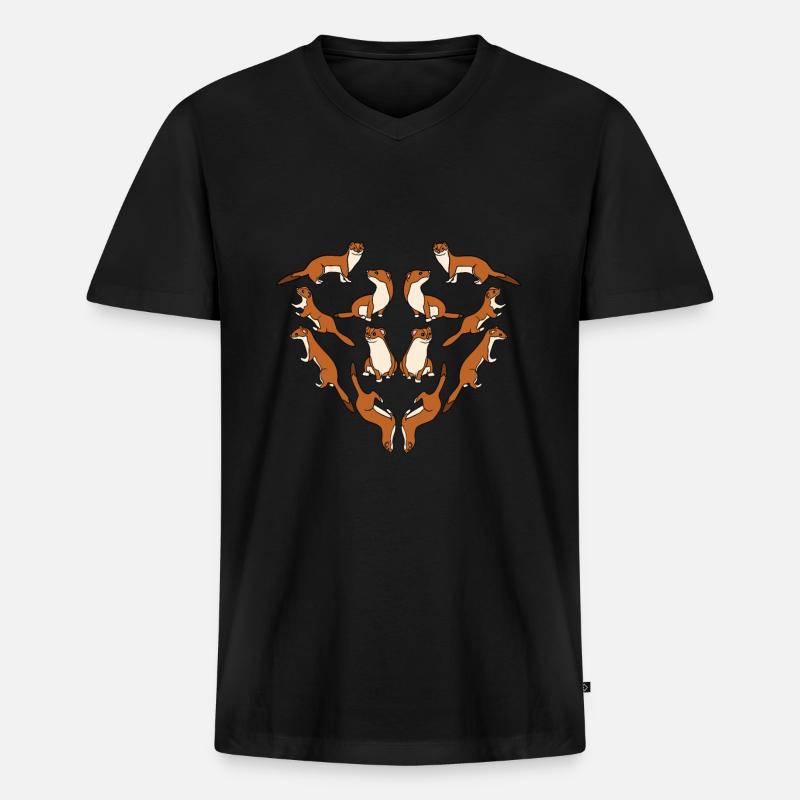 Frettchen - Männer Premium Bio T-Shirt mit V-Ausschnitt - Schwarz