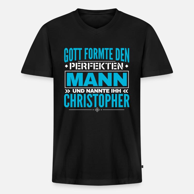 Christopher Name Design - Männer Premium Bio T-Shirt mit V-Ausschnitt - Schwarz