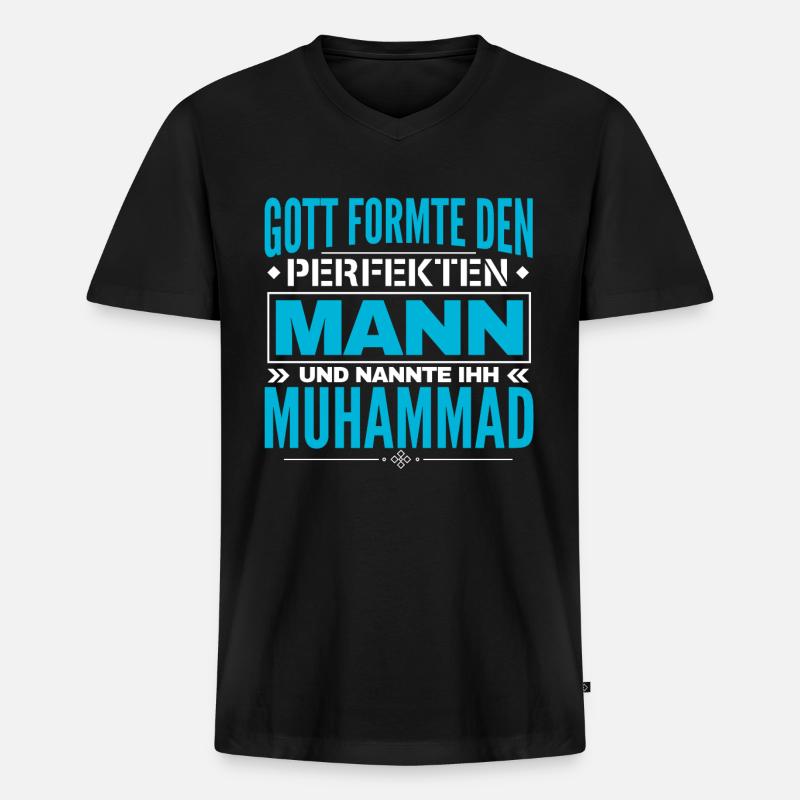 Muhammad Name Design - Männer Premium Bio T-Shirt mit V-Ausschnitt - Schwarz