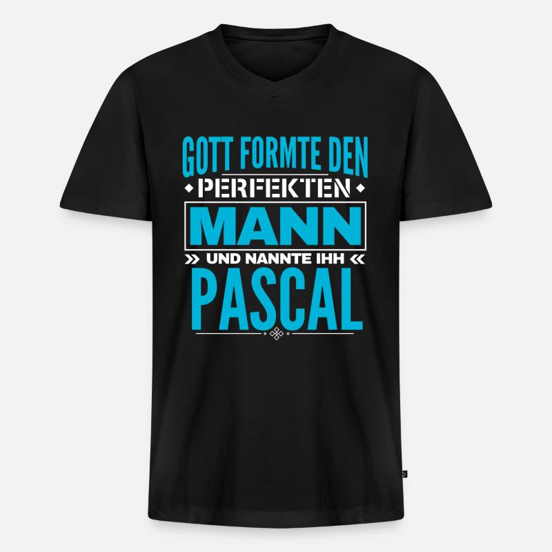 Pascal Name Design - Männer Premium Bio T-Shirt mit V-Ausschnitt - Schwarz