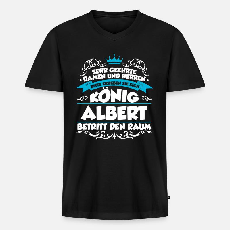 Albert Name Design - Männer Premium Bio T-Shirt mit V-Ausschnitt - Schwarz