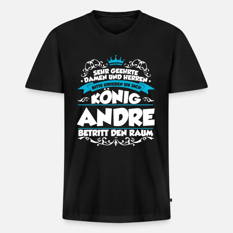 Andre Name Design - Männer Premium Bio T-Shirt mit V-Ausschnitt - Schwarz