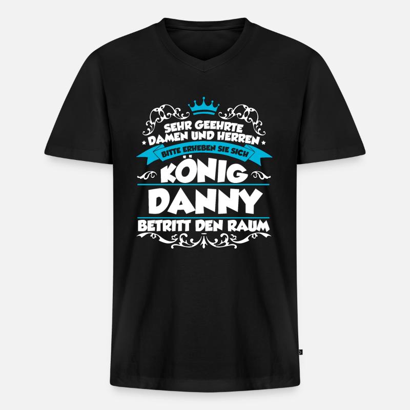 Danny Name Design - Männer Premium Bio T-Shirt mit V-Ausschnitt - Schwarz