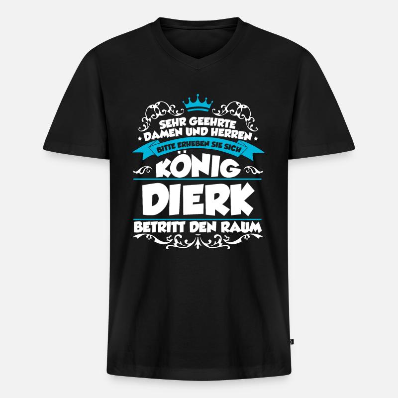 Dierk Name Design - Männer Premium Bio T-Shirt mit V-Ausschnitt - Schwarz