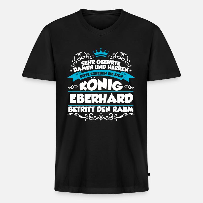 Eberhard Name Design - Männer Premium Bio T-Shirt mit V-Ausschnitt - Schwarz