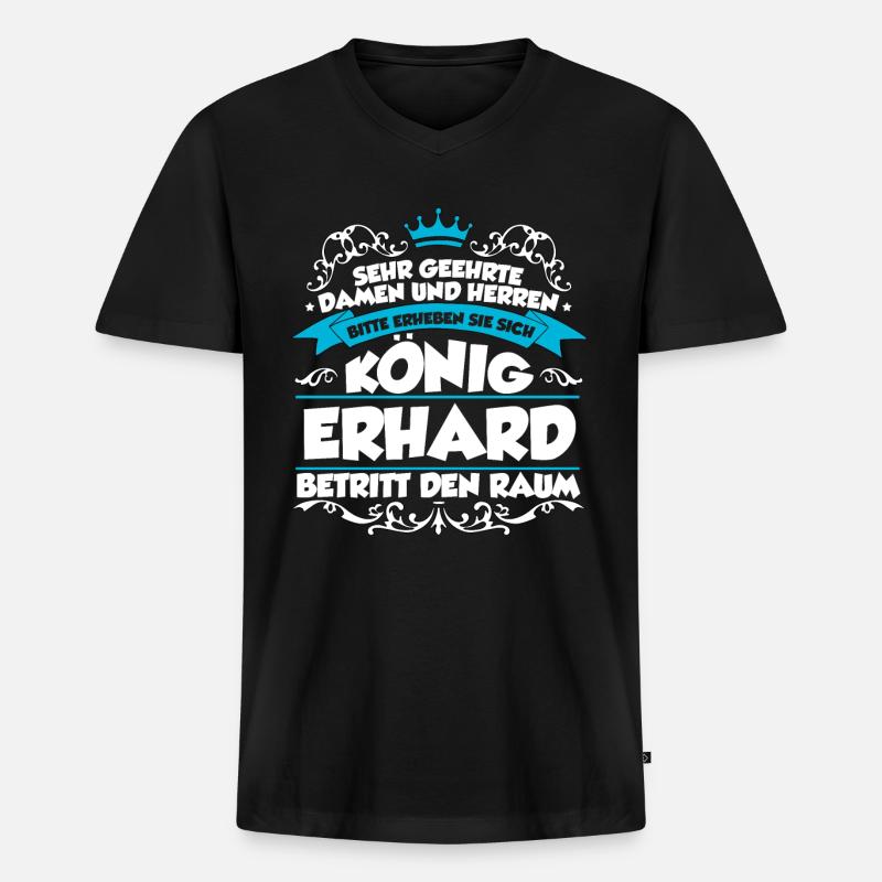 Erhard Name Design - Männer Premium Bio T-Shirt mit V-Ausschnitt - Schwarz