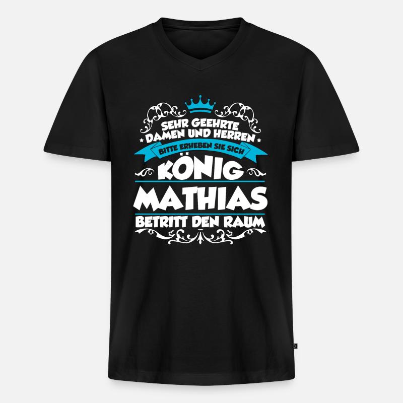Mathias Name Design - Männer Premium Bio T-Shirt mit V-Ausschnitt - Schwarz