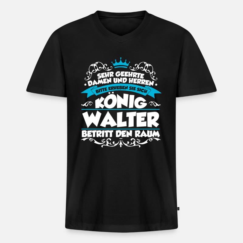 Walter Name Design - Männer Premium Bio T-Shirt mit V-Ausschnitt - Schwarz