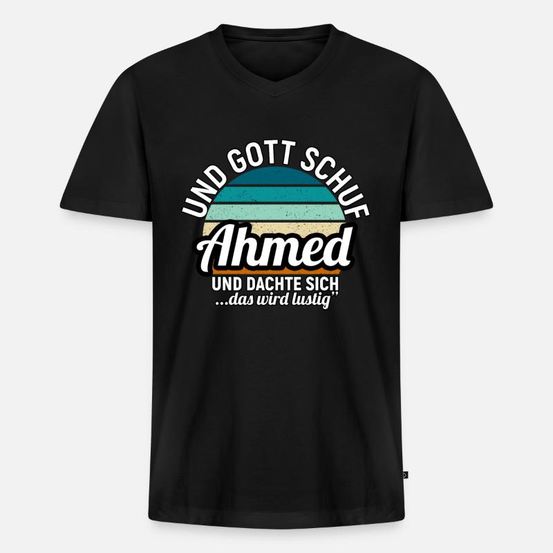 Albert - Männer Premium Bio T-Shirt mit V-Ausschnitt - Schwarz
