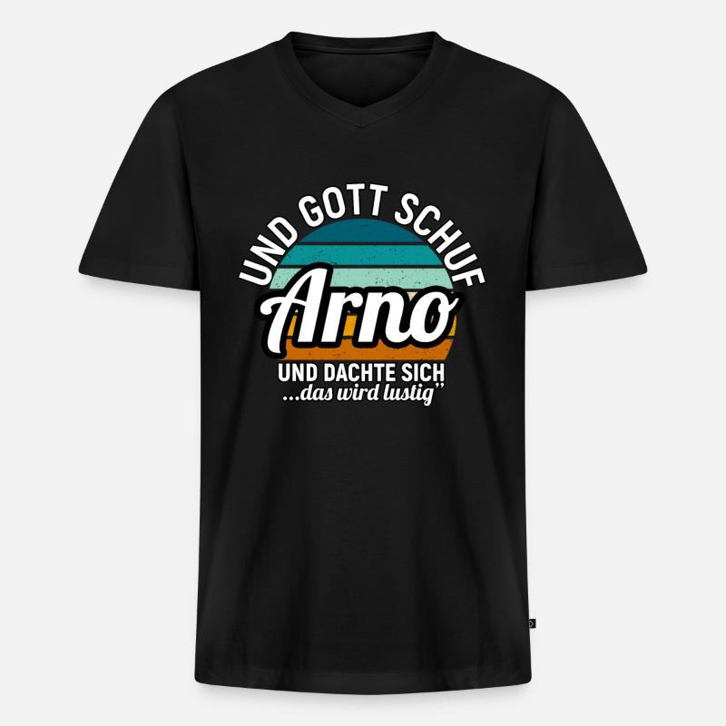 Arthur - Männer Premium Bio T-Shirt mit V-Ausschnitt - Schwarz