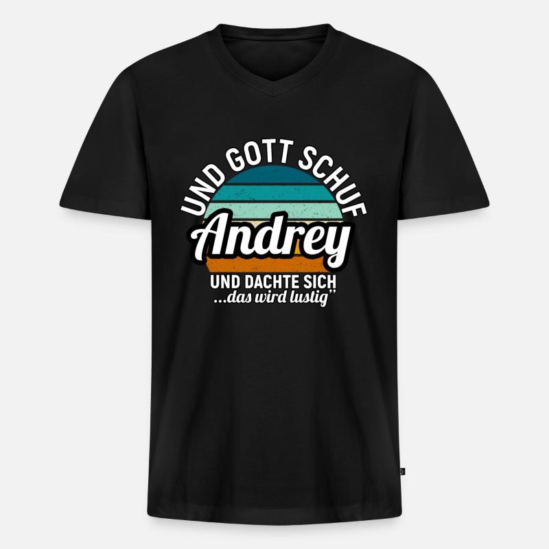 Armin - Männer Premium Bio T-Shirt mit V-Ausschnitt - Schwarz