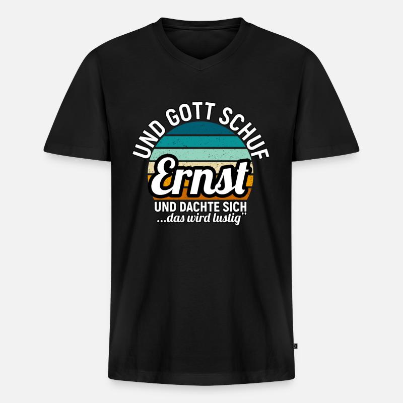Eugen - Männer Premium Bio T-Shirt mit V-Ausschnitt - Schwarz