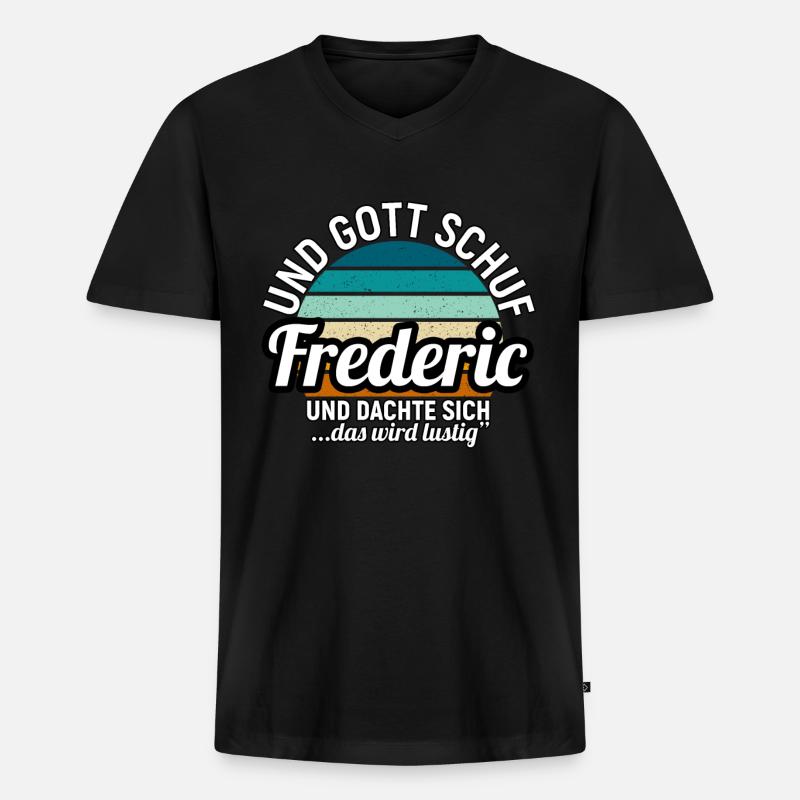 Frederic - Männer Premium Bio T-Shirt mit V-Ausschnitt - Schwarz