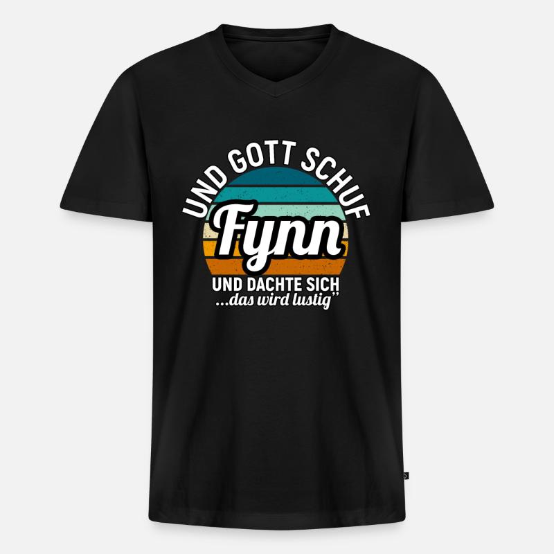 Fynn - Männer Premium Bio T-Shirt mit V-Ausschnitt - Schwarz