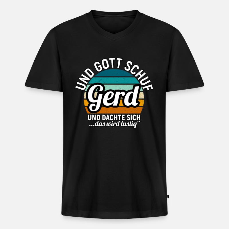 Gerd - Männer Premium Bio T-Shirt mit V-Ausschnitt - Schwarz