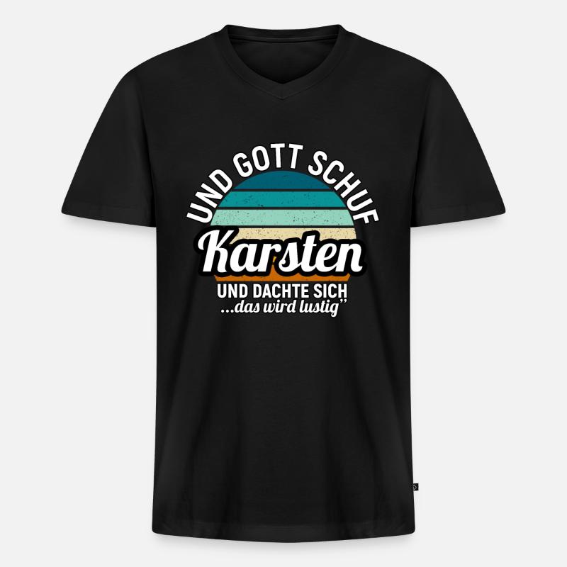 Karsten - Männer Premium Bio T-Shirt mit V-Ausschnitt - Schwarz