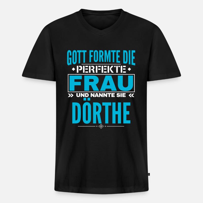 Dörthe Name Design - Männer Premium Bio T-Shirt mit V-Ausschnitt - Schwarz