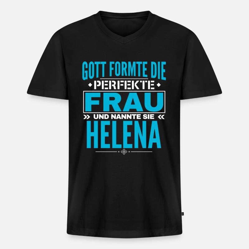 Helena Name Design - Männer Premium Bio T-Shirt mit V-Ausschnitt - Schwarz