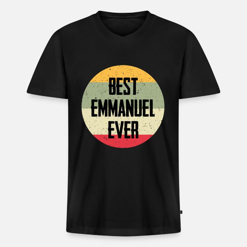 Best Emmanuel Ever - Männer Premium Bio T-Shirt mit V-Ausschnitt - Schwarz