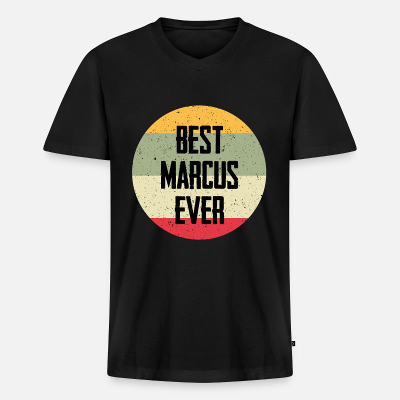 Best Marcus Ever - Männer Premium Bio T-Shirt mit V-Ausschnitt - Schwarz