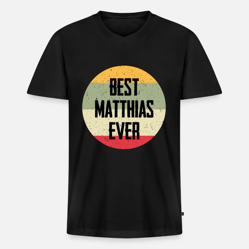Best Matthias Ever - Männer Premium Bio T-Shirt mit V-Ausschnitt - Schwarz