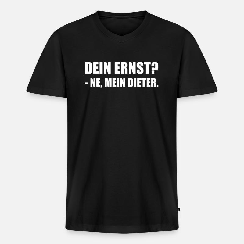 Flachwitz Schlechter Witz - Männer Premium Bio T-Shirt mit V-Ausschnitt - Schwarz