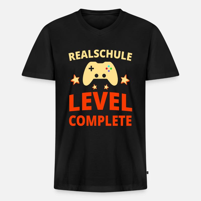 Realschule Abschluss Realschulabschluss Geschenk - Männer Premium Bio T-Shirt mit V-Ausschnitt - Schwarz
