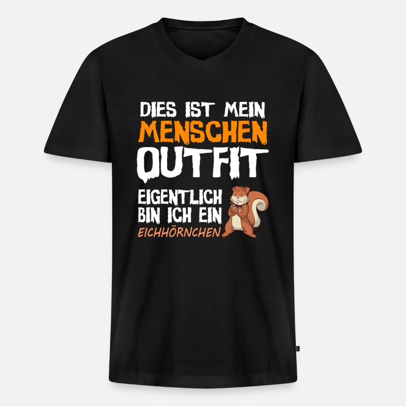 Eichhörnchen Kostüm Outfit Spruch Geschenk - Männer Premium Bio T-Shirt mit V-Ausschnitt - Schwarz