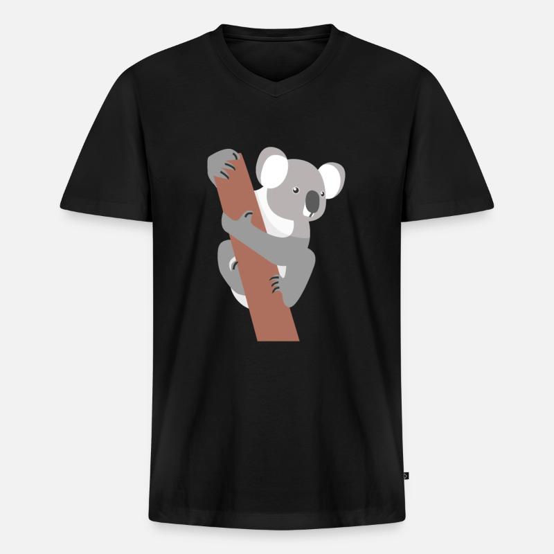 Koala - Männer Premium Bio T-Shirt mit V-Ausschnitt - Schwarz
