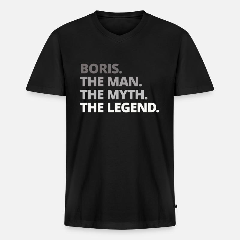 Boris Name Spruch Geschenk - Männer Premium Bio T-Shirt mit V-Ausschnitt - Schwarz